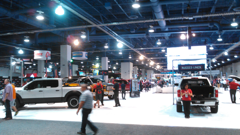South Hall Upper. Mostly the Truck and Off Road stuff. The Truck Hero booth (on a white carpet) took up most of the space up here.